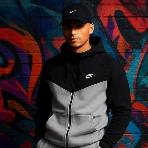 ست نایک تک‌فلیس رنگ مشکی–طوسی (Panda)